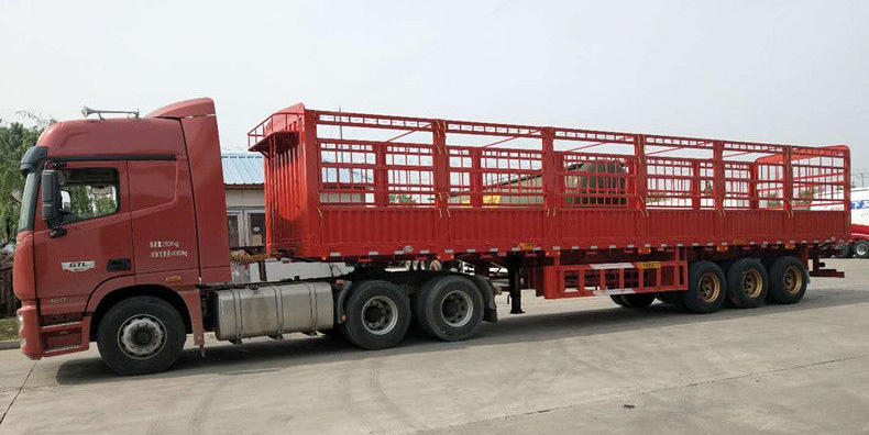 a WONDEE 3-axle warehouse grid semi trailer connect with tractor 