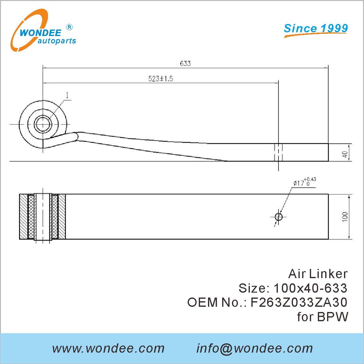 WONDEE Autoparts Air Linker OEM F263Z033ZA30 for BPW