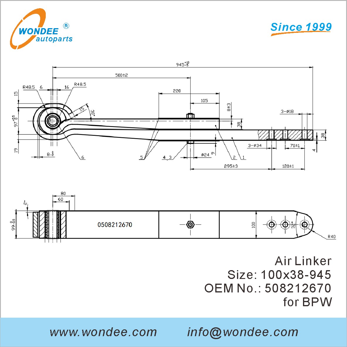 WONDEE Autoparts Air Linker OEM 508212670 for BPW