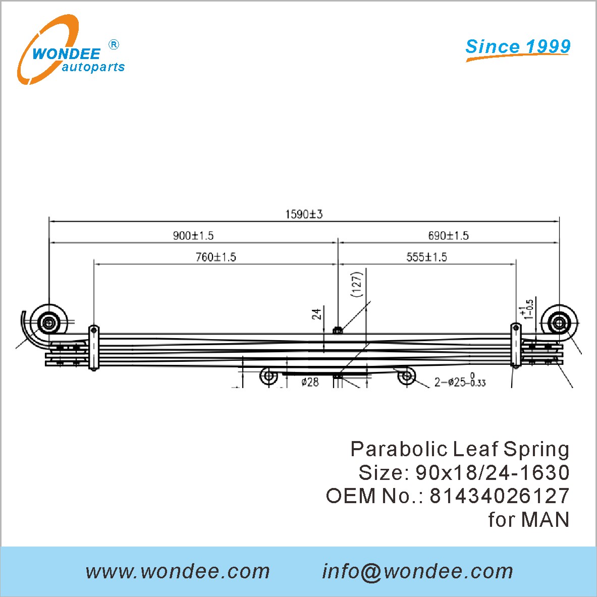 WONDEE heavy duty parabolic Leaf Spring OEM 81434026127 for MAN