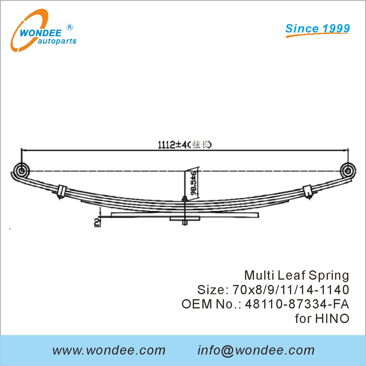 WONDEE Light Duty Truck Leaf Spring OEM 48110-87334-FA for HINO
