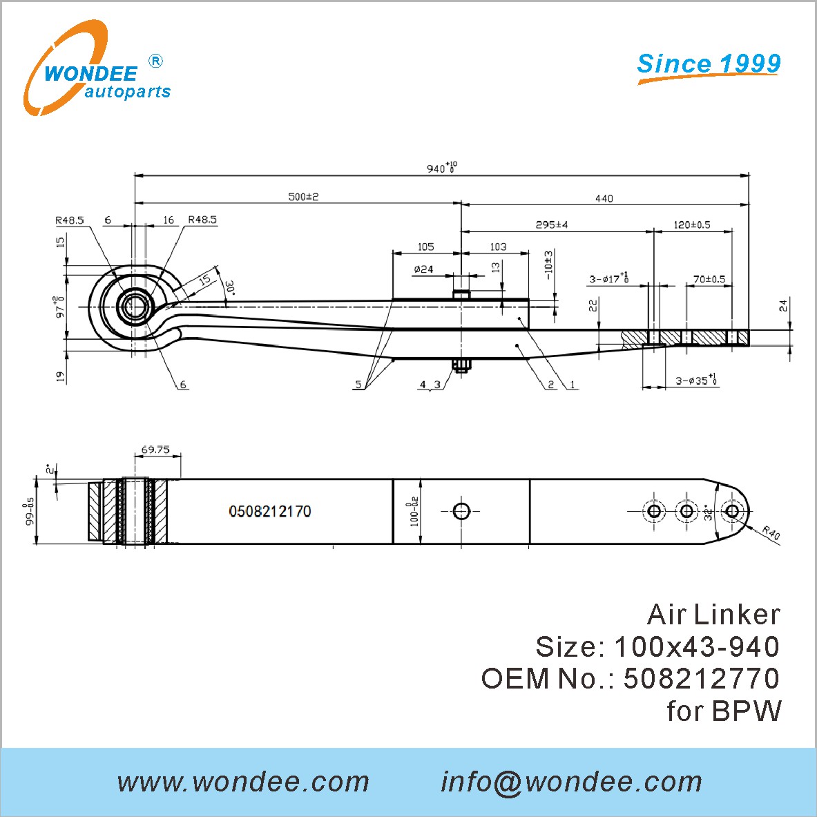 WONDEE Autoparts Air Linker OEM 508212770 for BPW