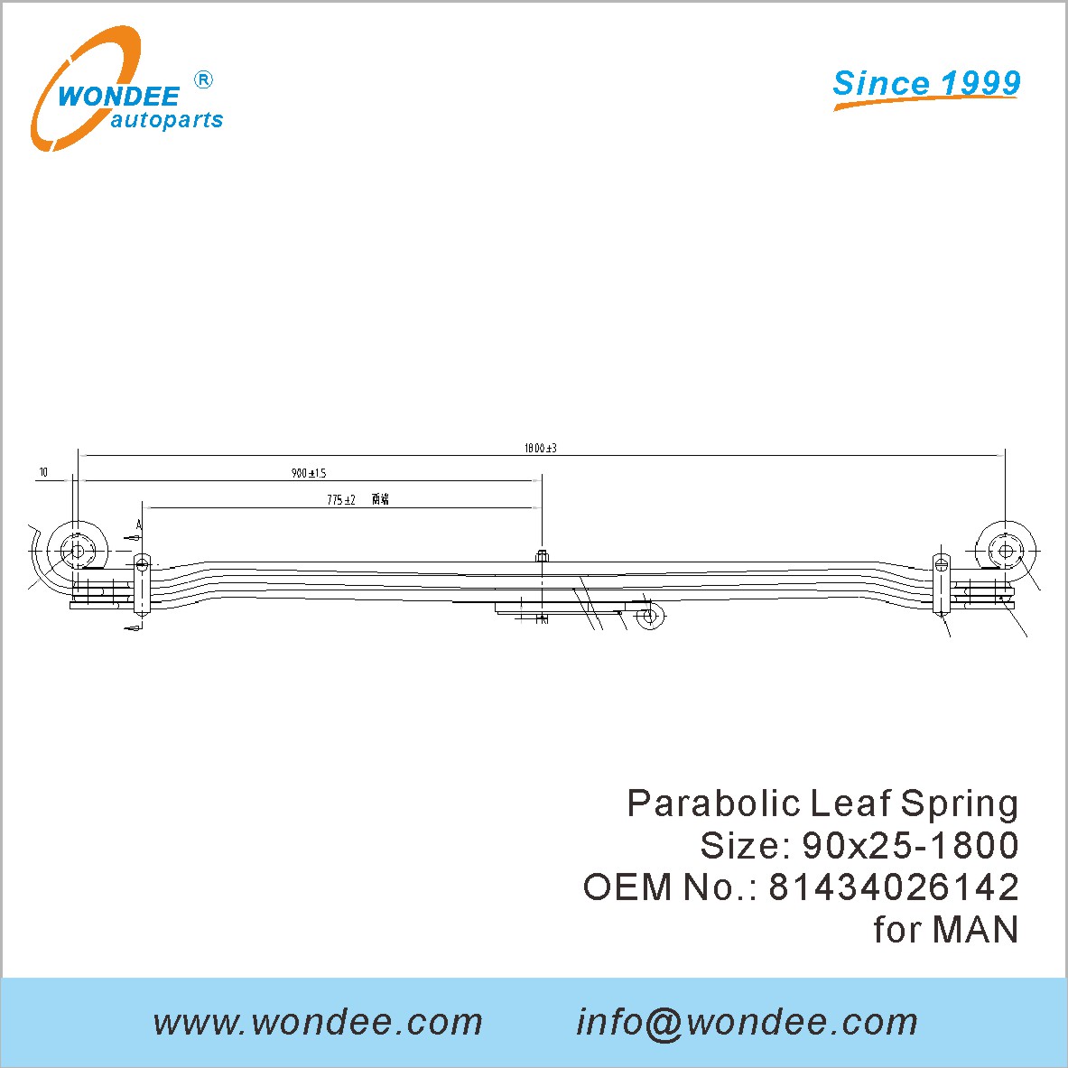 WONDEE heavy duty parabolic Leaf Spring OEM 81434026142 for MAN
