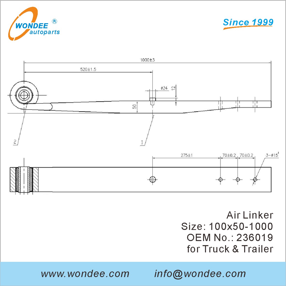WONDEE Autoparts Air Linker OEM 236019 for Truck & Trailer