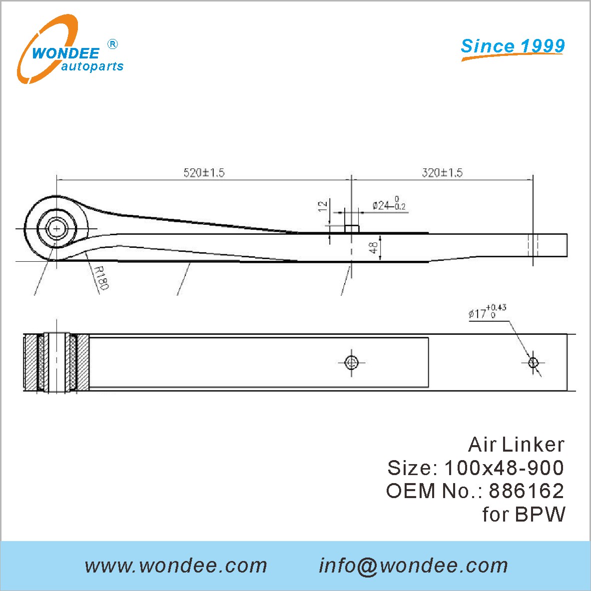 WONDEE Autoparts Air Linker OEM 886162 for BPW