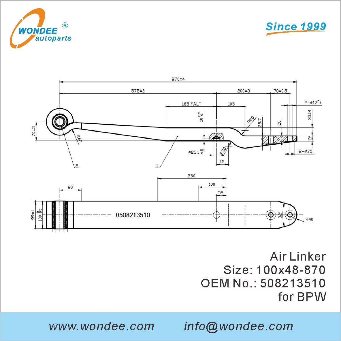 WONDEE Autoparts Air Linker OEM 508213510 for BPW