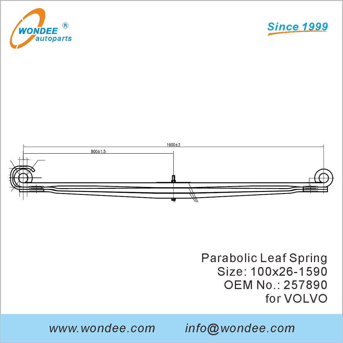 WONDEE heavy duty parabolic Leaf Spring OEM 257890 for VOLVO