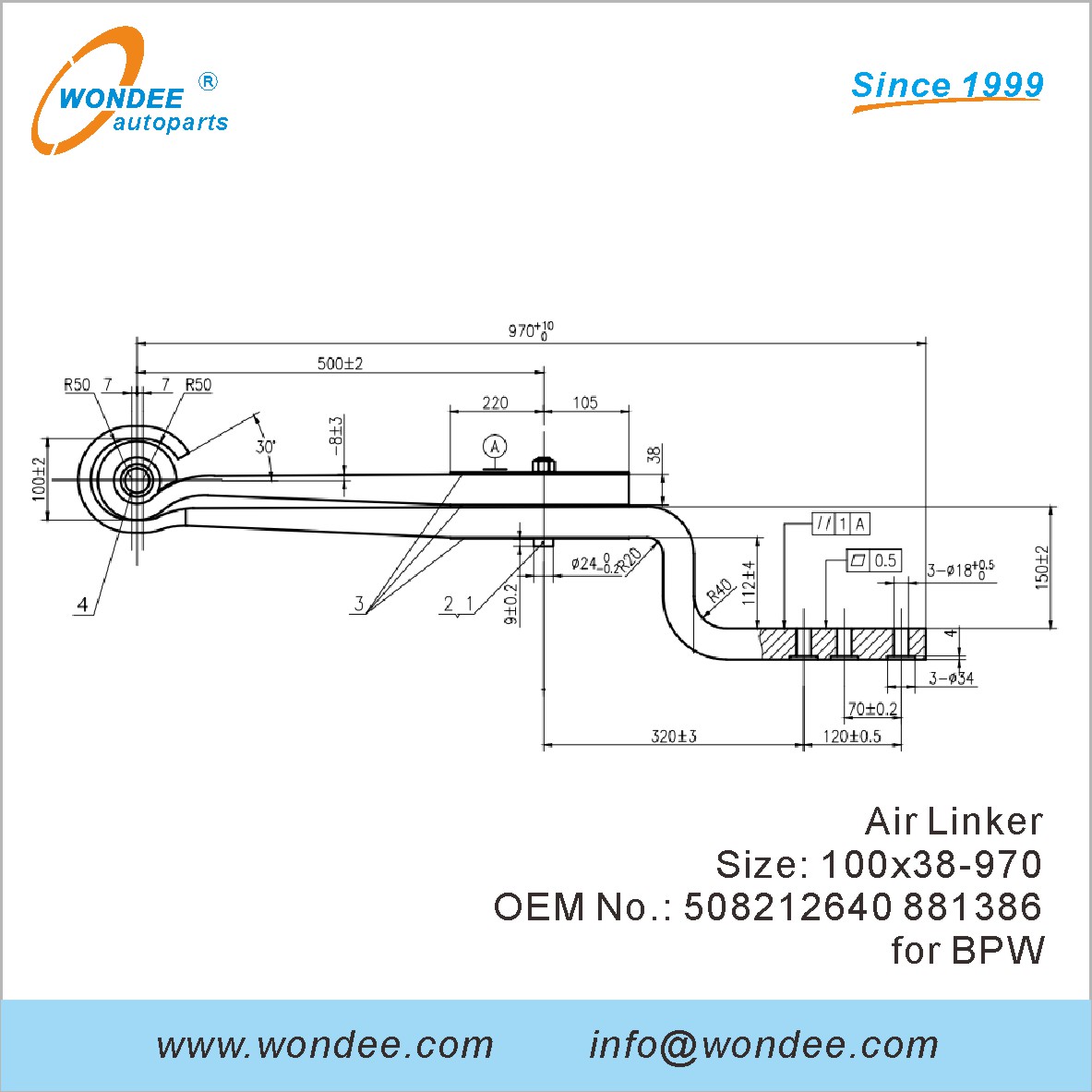 WONDEE Autoparts Air Linker OEM 508212640 881386 for BPW
