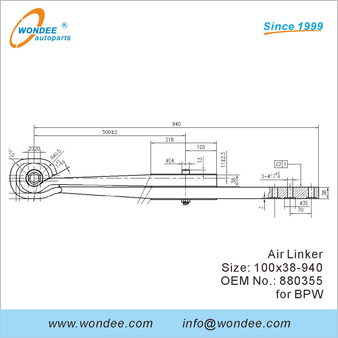 WONDEE Autoparts Air Linker OEM 880355 for BPW