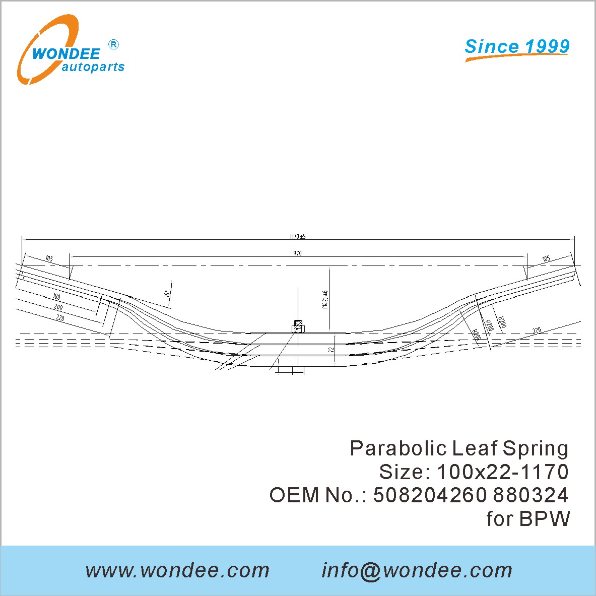 WONDEE light duty parabolic Leaf Spring OEM 508204260 880324 for BPW