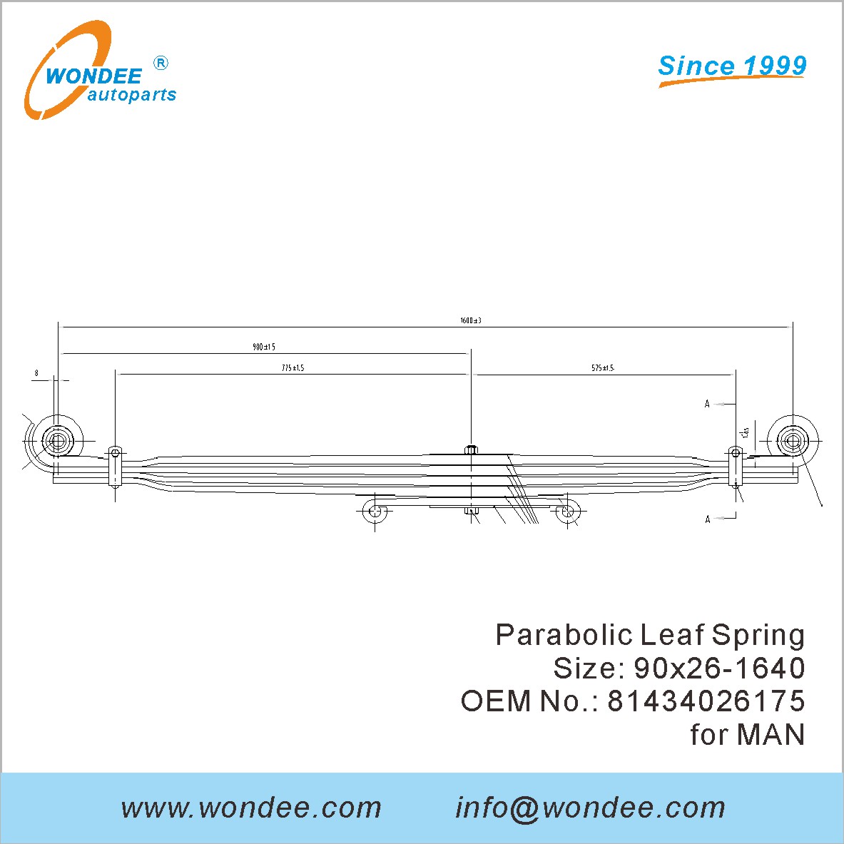 WONDEE heavy duty parabolic Leaf Spring OEM 81434026175 for MAN