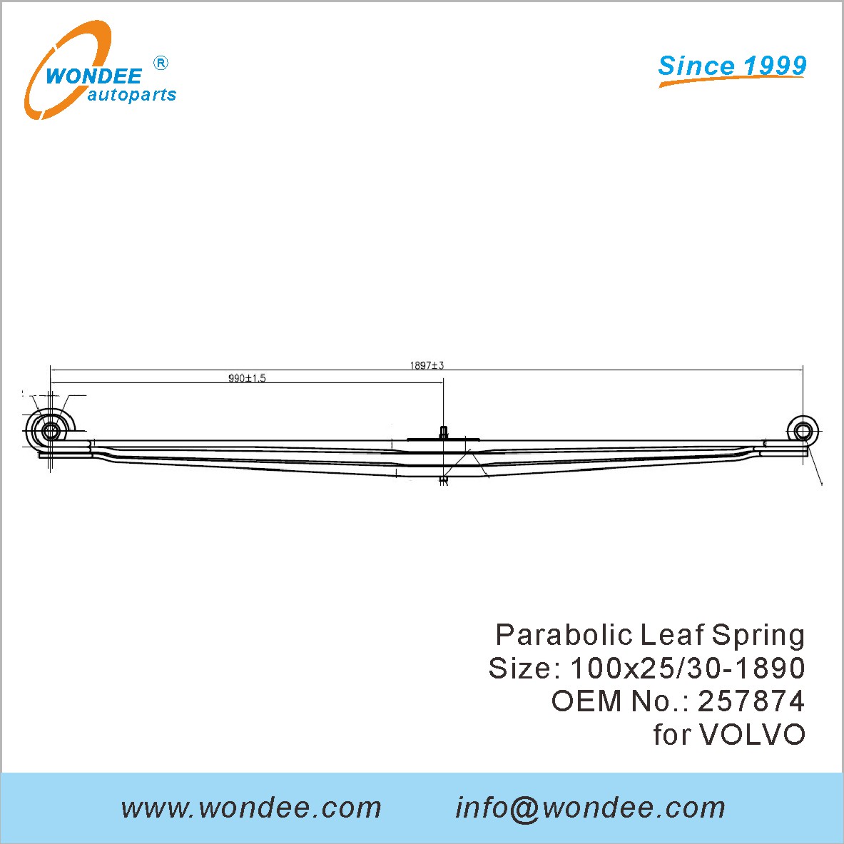 WONDEE heavy duty parabolic Leaf Spring OEM 257874 for VOLVO
