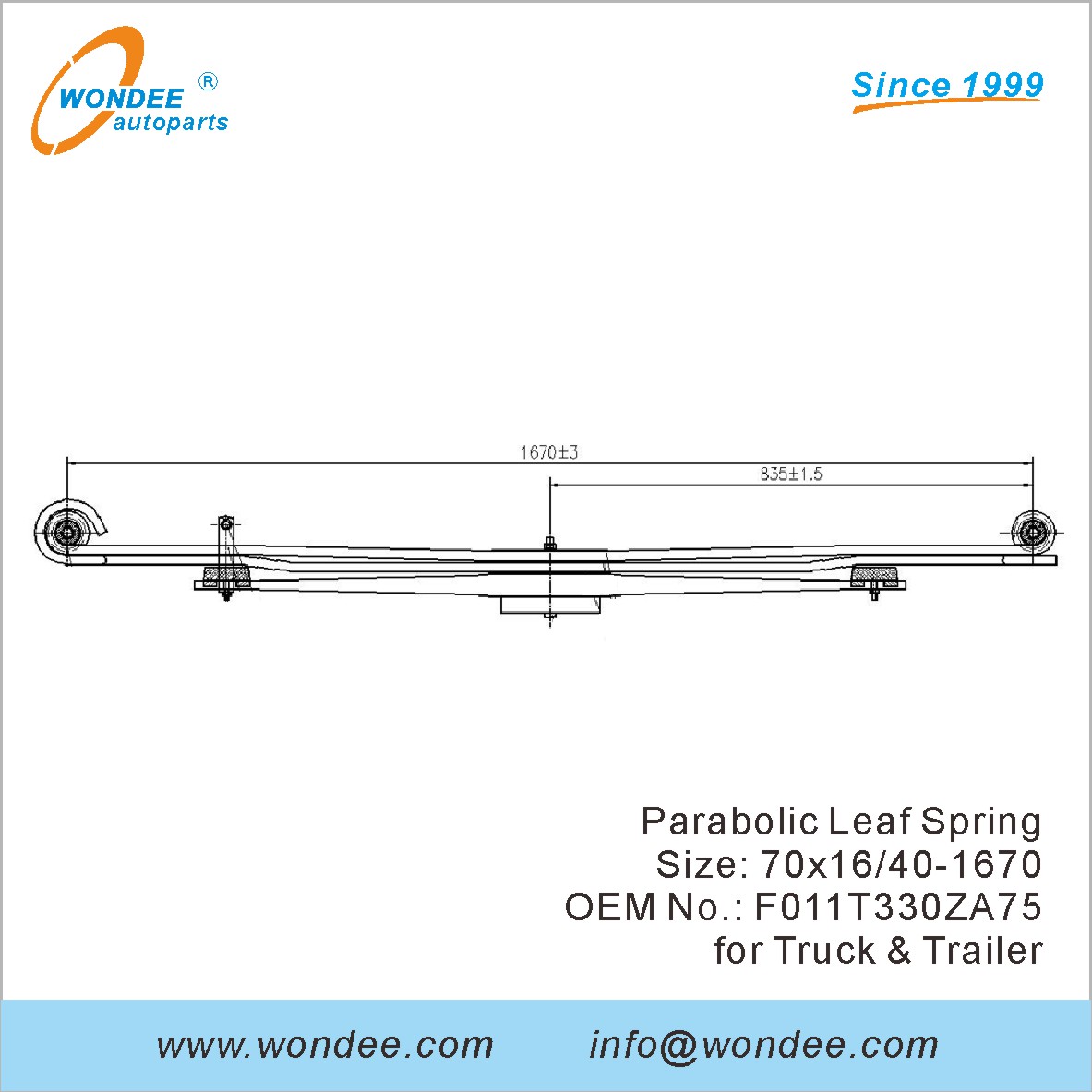 WONDEE heavy duty parabolic Leaf Spring OEM F011T330ZA75 for Truck & Trailer