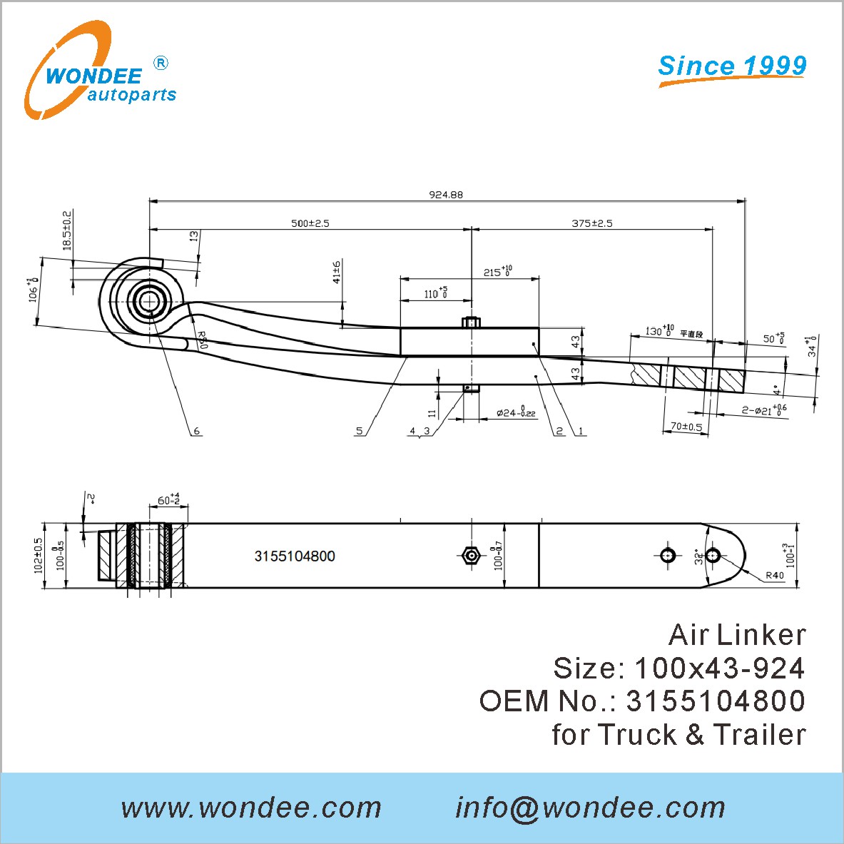 WONDEE Autoparts Air Linker OEM 3155104800 for Truck & Trailer