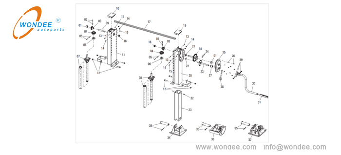 FUWA type landing gear for heavy duty semi trailer from China manufacturer/WONDEE Autoparts