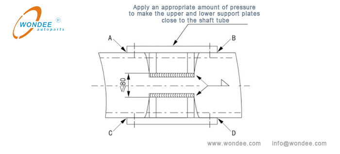 Welding instructions for the upper and lower support plates of a square tube