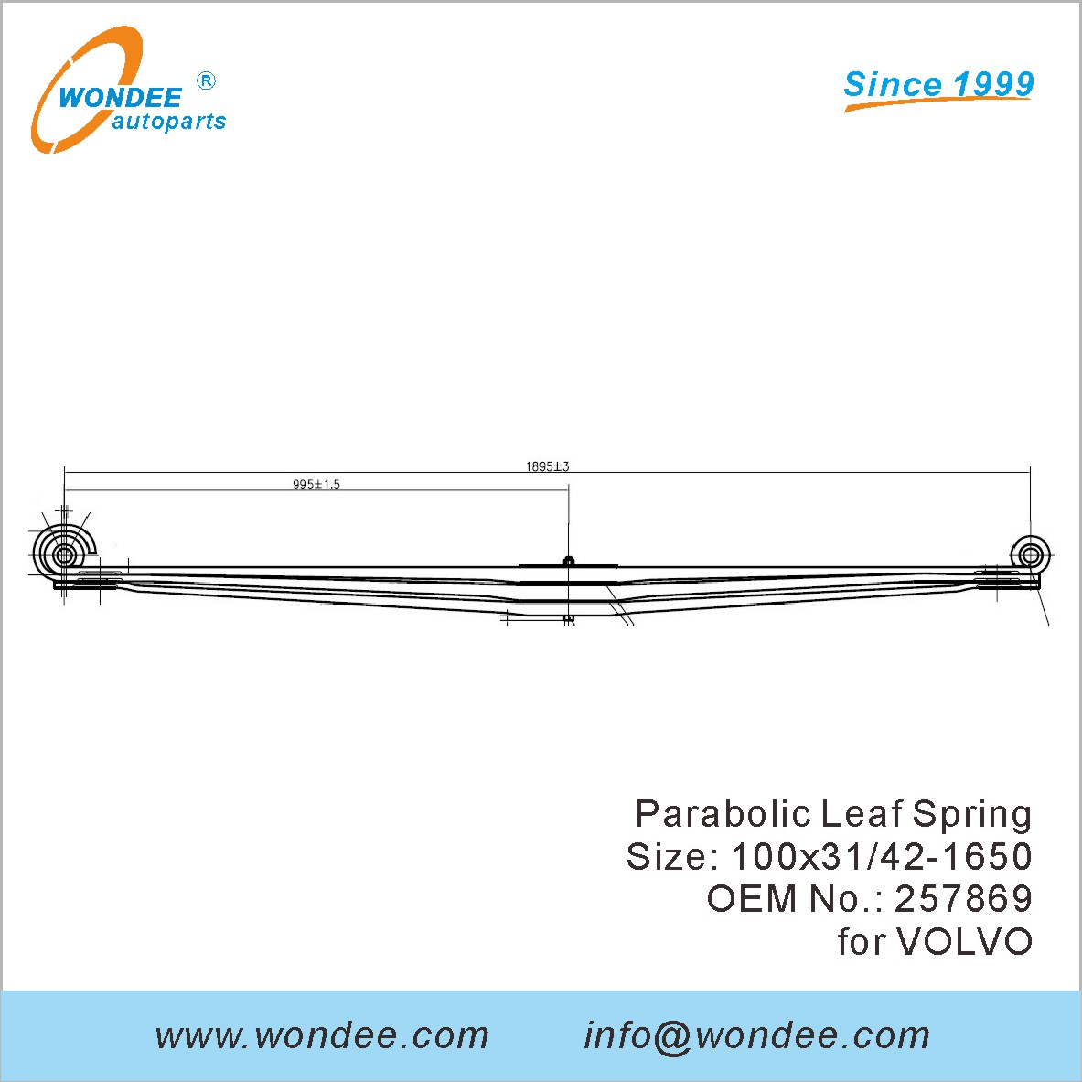 WONDEE heavy duty parabolic Leaf Spring OEM 257869 for VOLVO