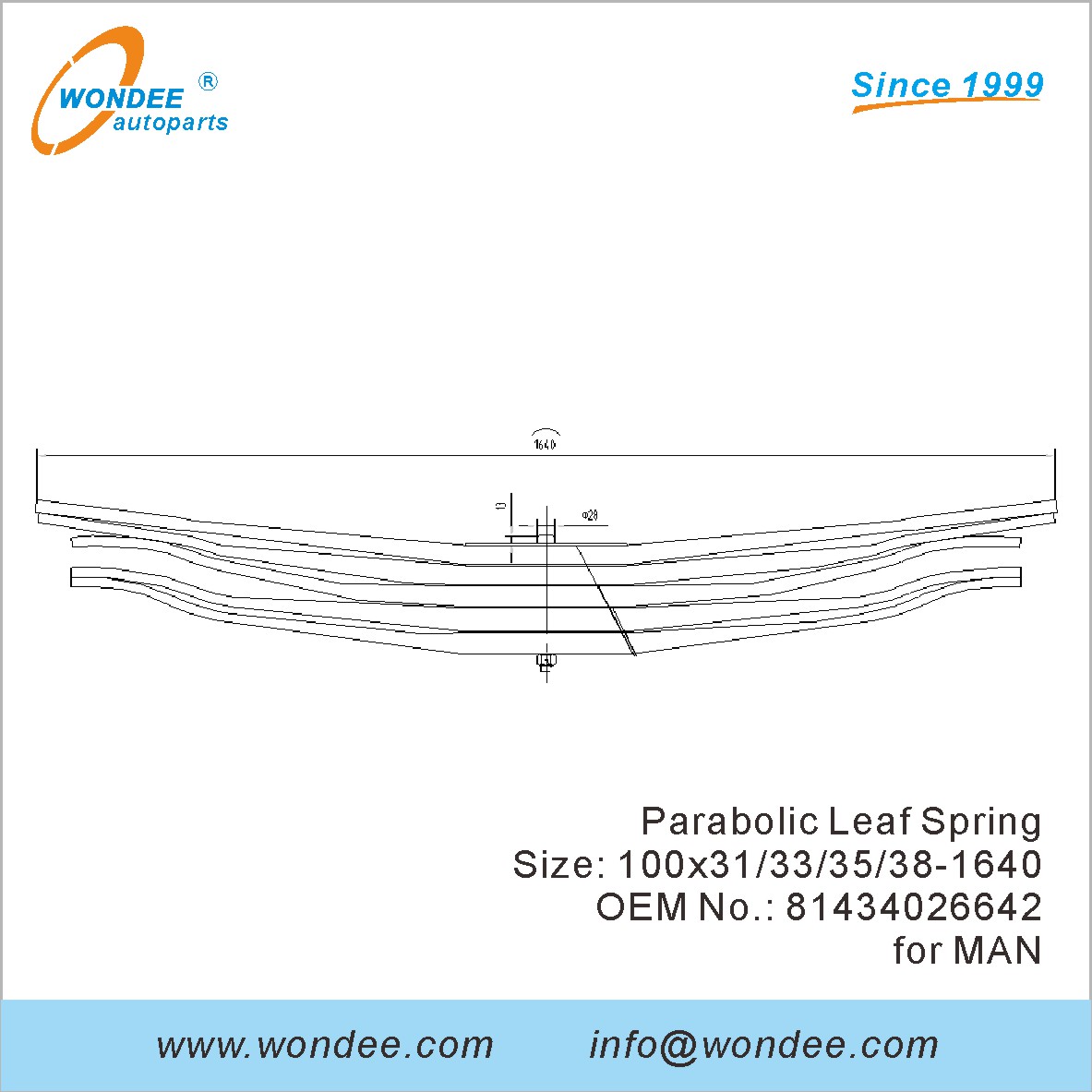 WONDEE heavy duty parabolic Leaf Spring OEM 81434026642 for MAN