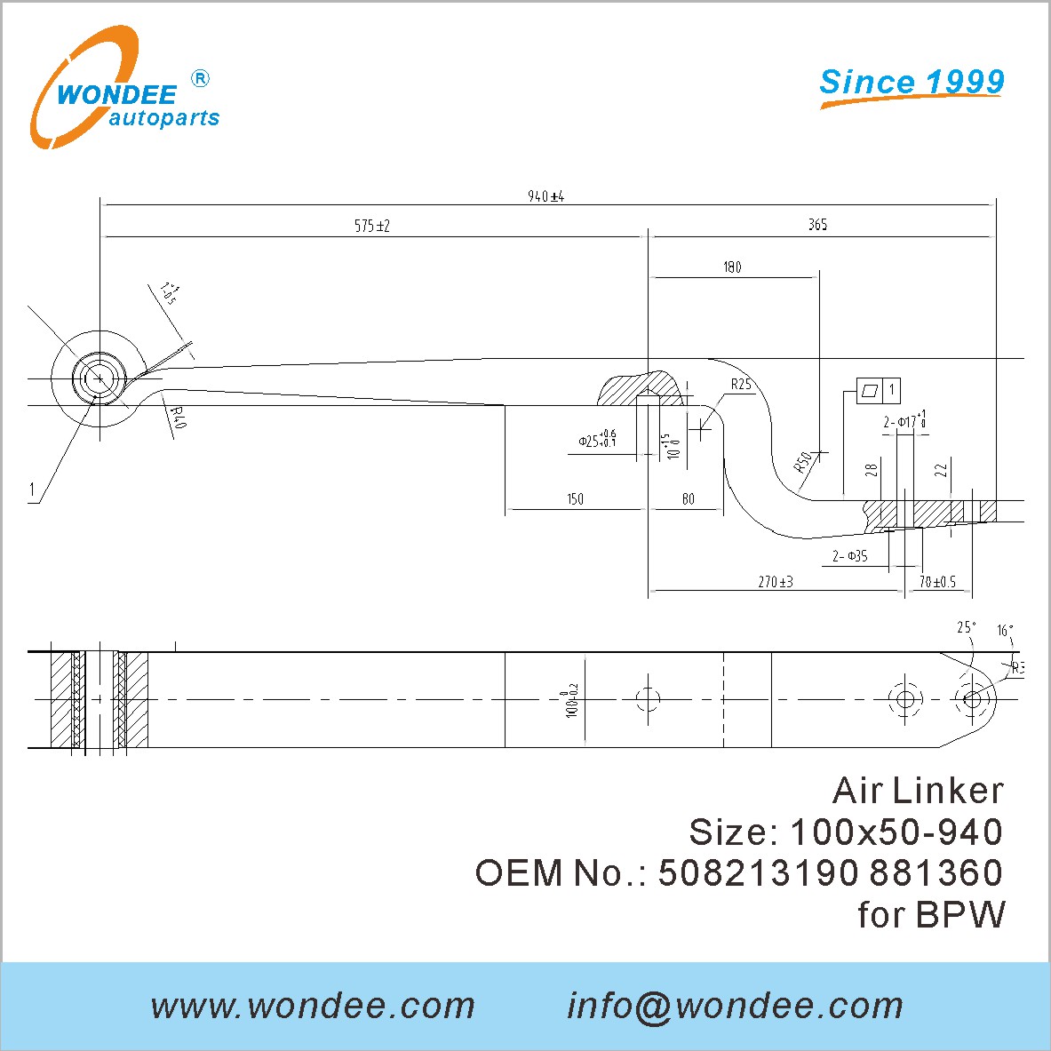 WONDEE Autoparts Air Linker OEM 508213190 881360 for BPW