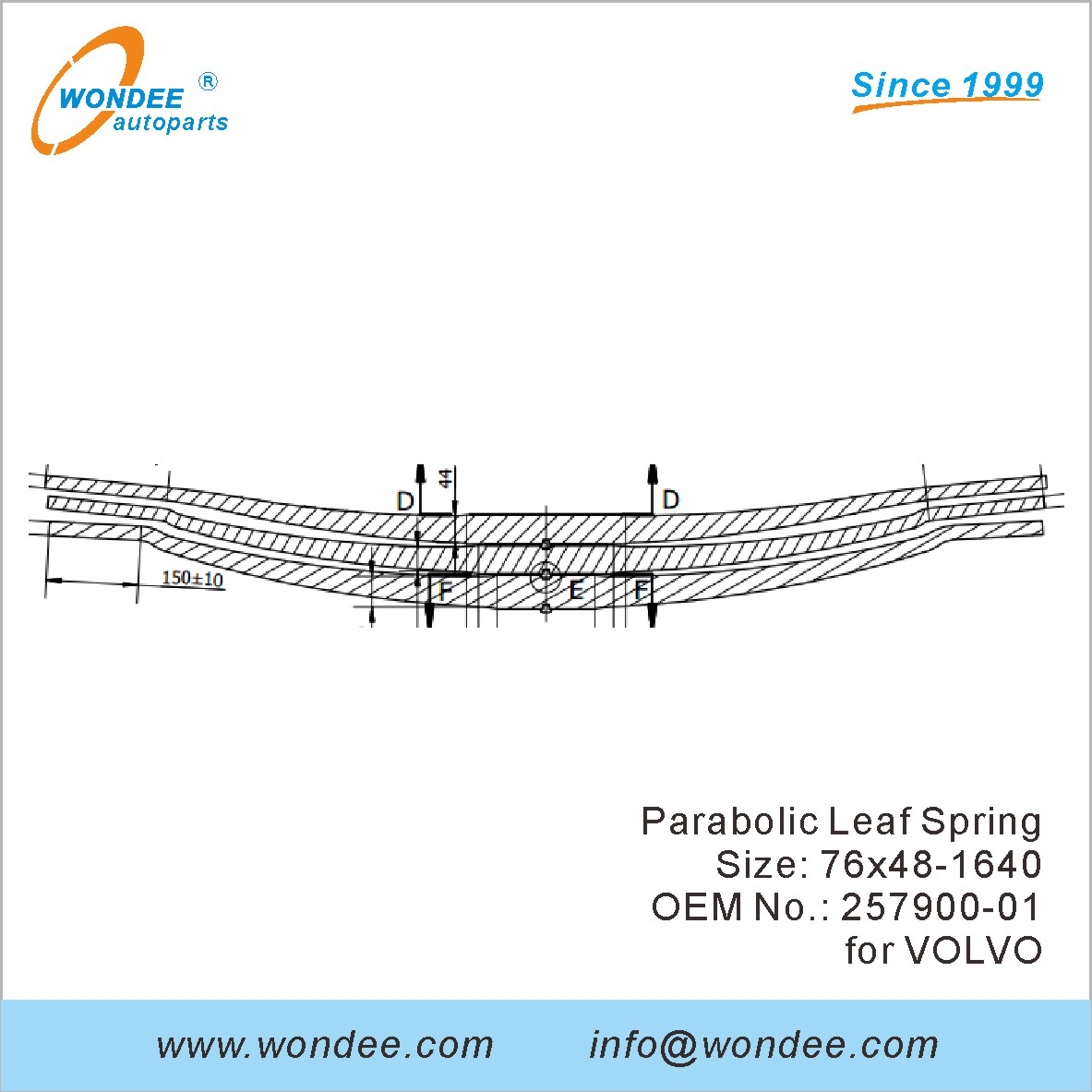 WONDEE heavy duty parabolic Leaf Spring OEM 257900-01 for VOLVO