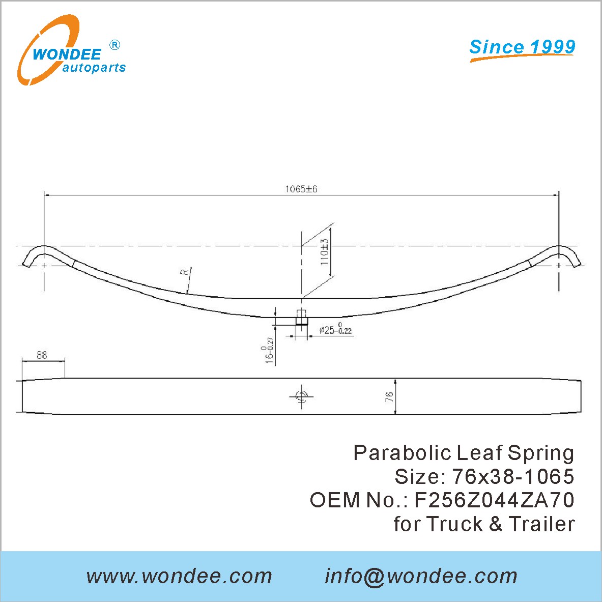 WONDEE light duty parabolic Leaf Spring OEM F256Z044ZA70 for Truck & Trailer