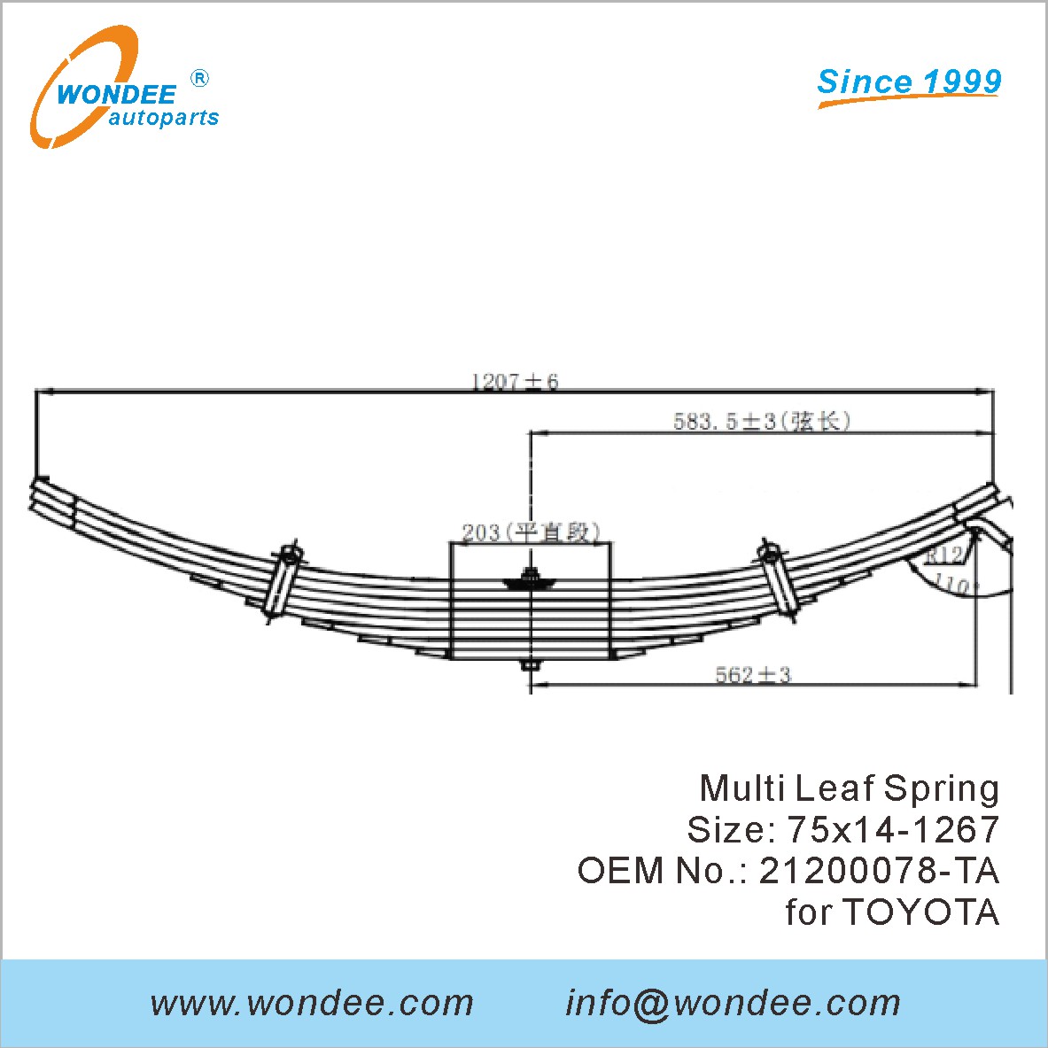 WONDEE Heavy Duty Truck Leaf Spring OEM 21200078-TA for TOYOTA