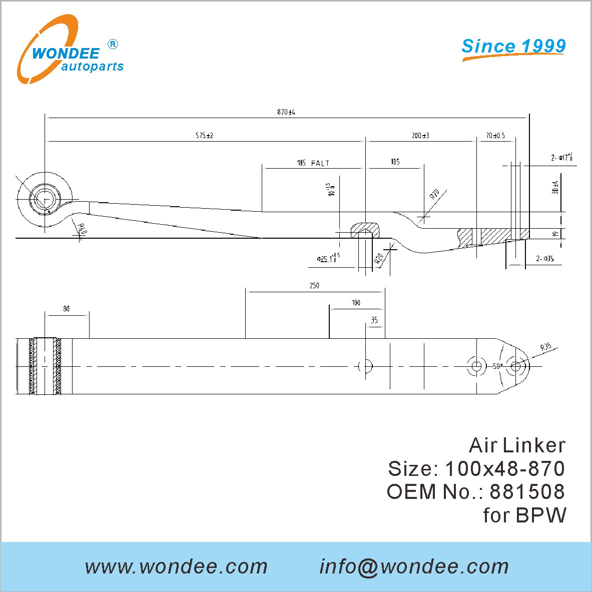 WONDEE Autoparts Air Linker OEM 881508 for BPW