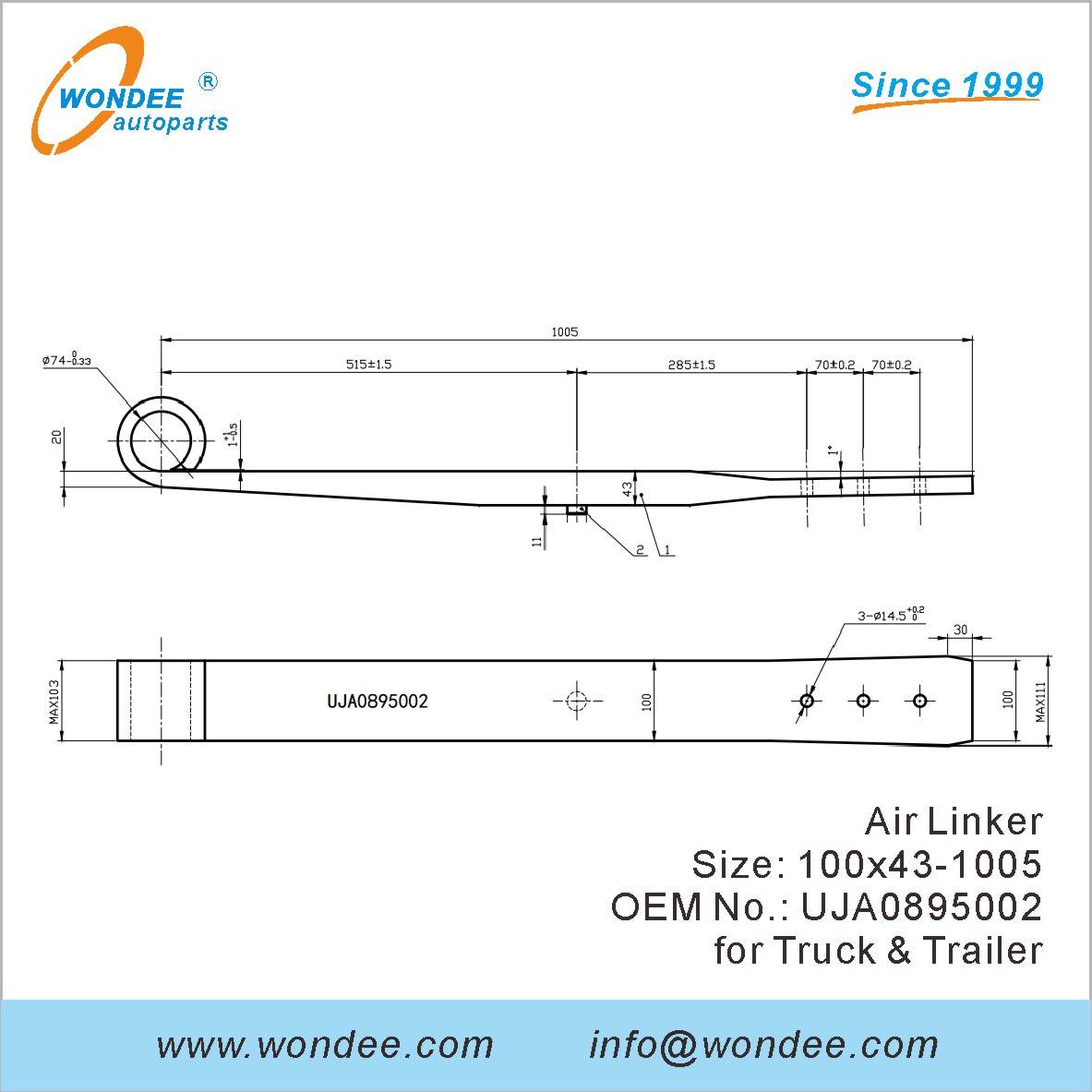 WONDEE Autoparts Air Linker OEM UJA0895002 for Truck & Trailer